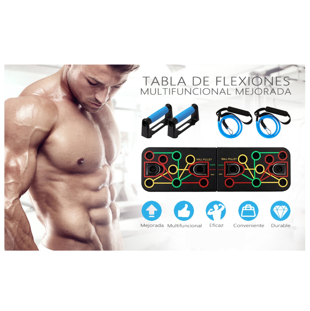 Tabla Push Up Con Bandas Multifuncion